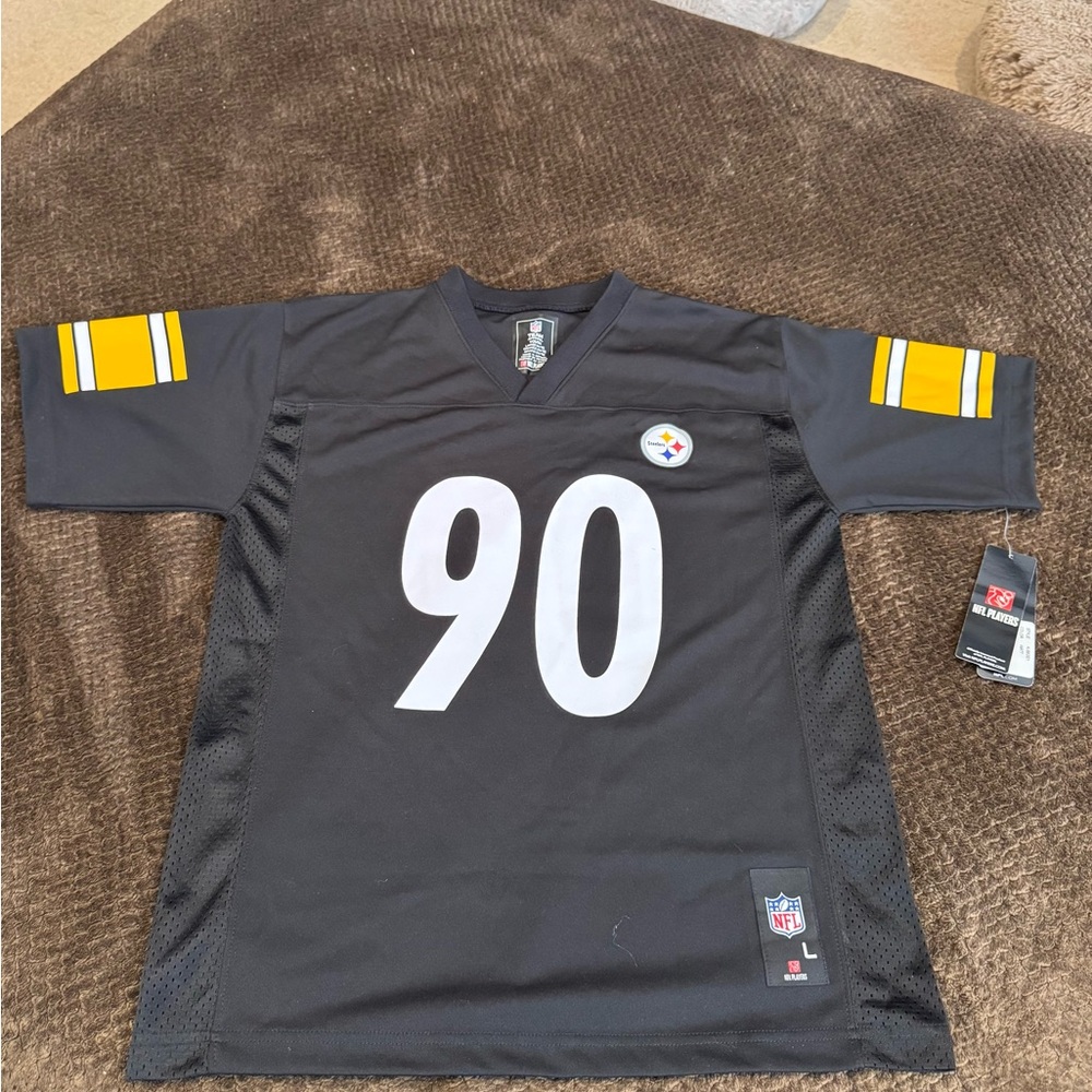 NFL Pittsburgh Steelers TJ Watt Black and Yellow #90 Boys Jersey.